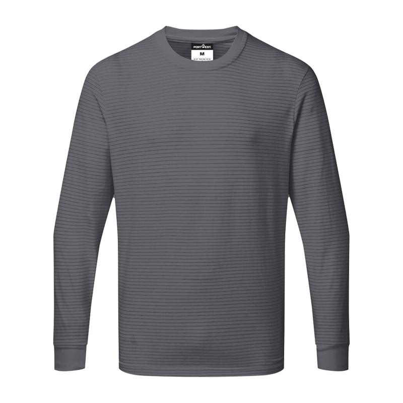 PortWest AS22 Antistatik ESD T-Shirt langarm für EPA Bereiche