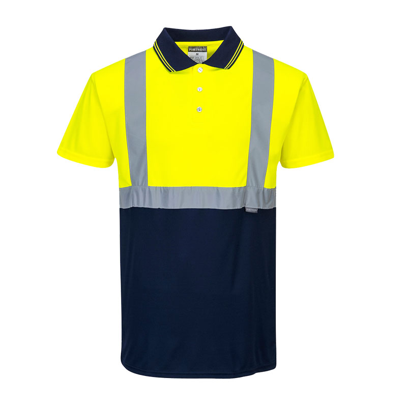 PortWest S479 Warnschutz Polo Shirt kurzarm kontrast Klasse 1