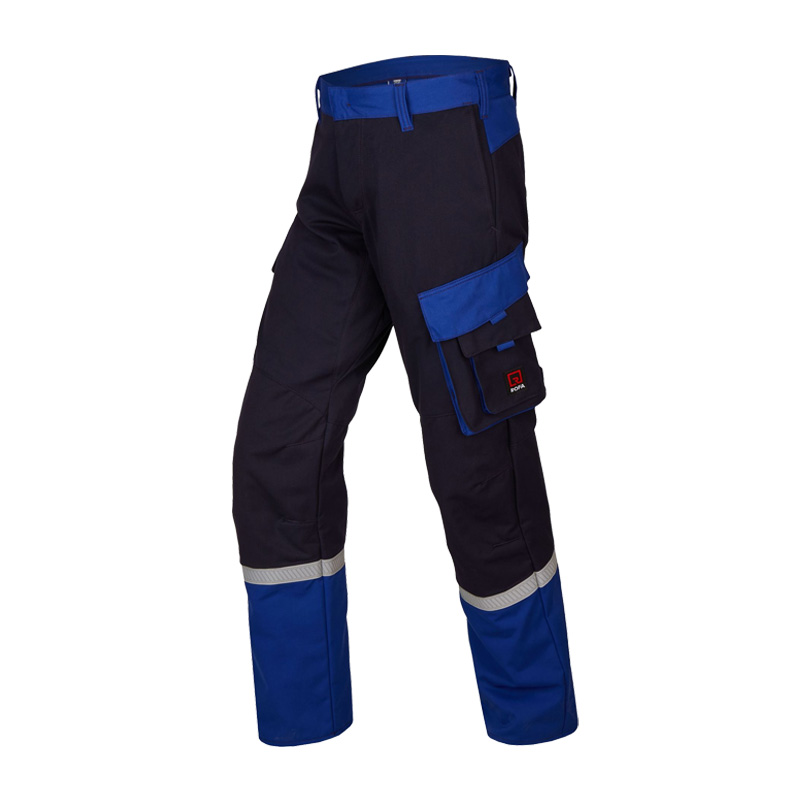 Rofa Multi-Light 2568 MultiNorm Hose 4 kA | APC1, marineblau-königsblau, Arbeitshose mit Seitentaschen und Reflexstreifen