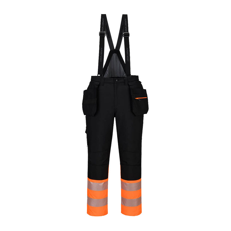 PortWest DX437 Winter Warnschutz Regen Latzhose Klasse 1