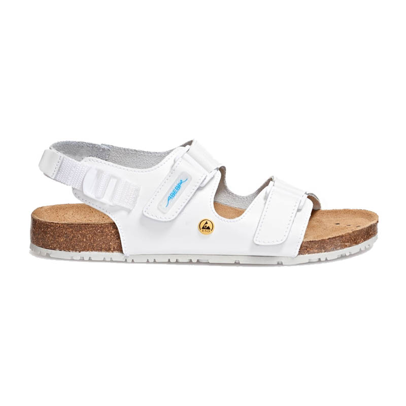 Abeba 4090 Nature OB ESD Sandalen mit Korkfußbett | weiß