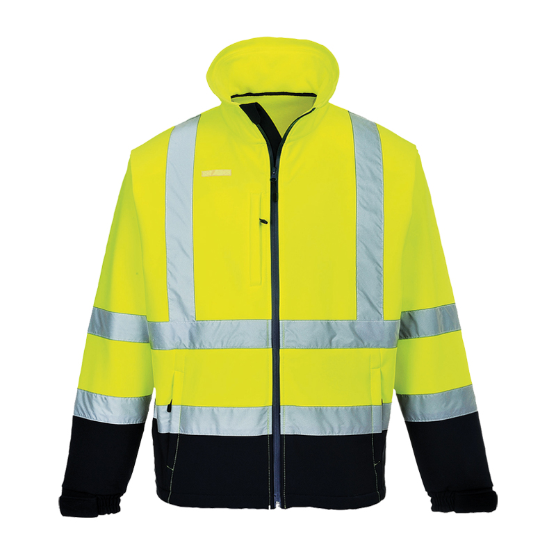 PortWest S425 Warnschutz SoftShell Jacke Kontrast 3-lagig winddicht