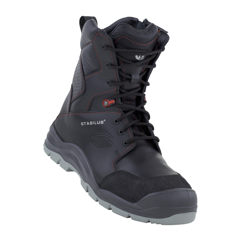 Schwarzer Stabilus YUKI ESD S3 Winter-Sicherheitsstiefel mit hohem Schaft, Schnürung, Reißverschluss und Schurwolle-Futter