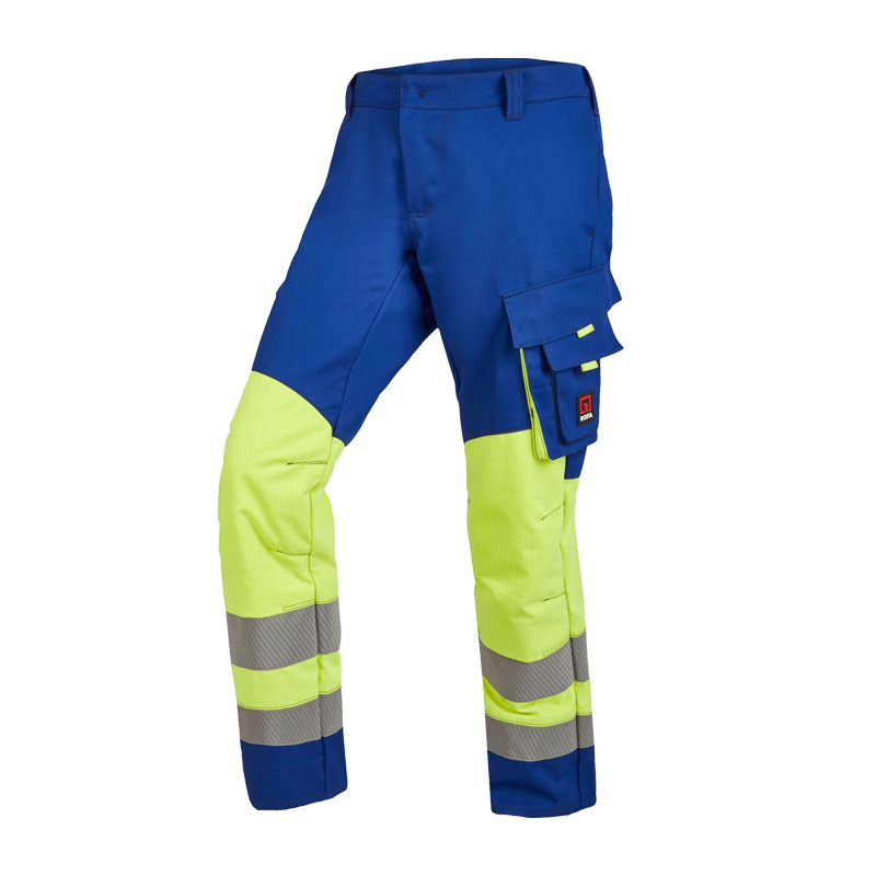 Rofa Multi-Light HI-VIS I 2505 MultiNorm Hose 4 kA | APC1, Warnschutzhose in Blau-Gelb mit Reflexstreifen und Beintasche