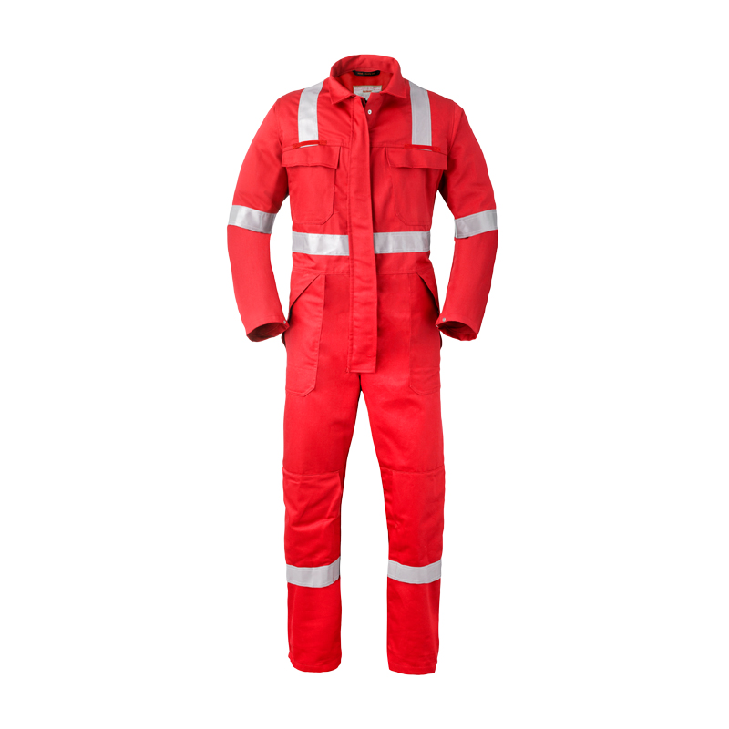 HaVeP 5Safety 29061 MultiNorm Overall ZIP | APC1, roter Schutzoverall mit langen Ärmeln und silbernen Reflexstreifen vorne