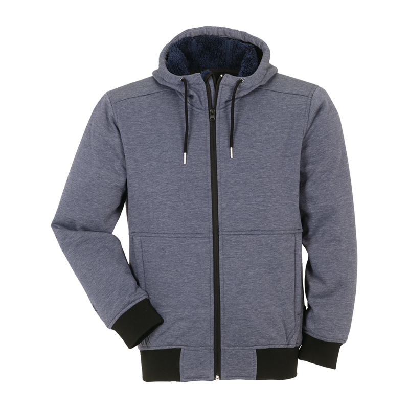 Planam Iceland Hoodie mit Teddyfutter innen, grauer Hoodie mit Kapuze, Reißverschluss und warmem Innenfutter