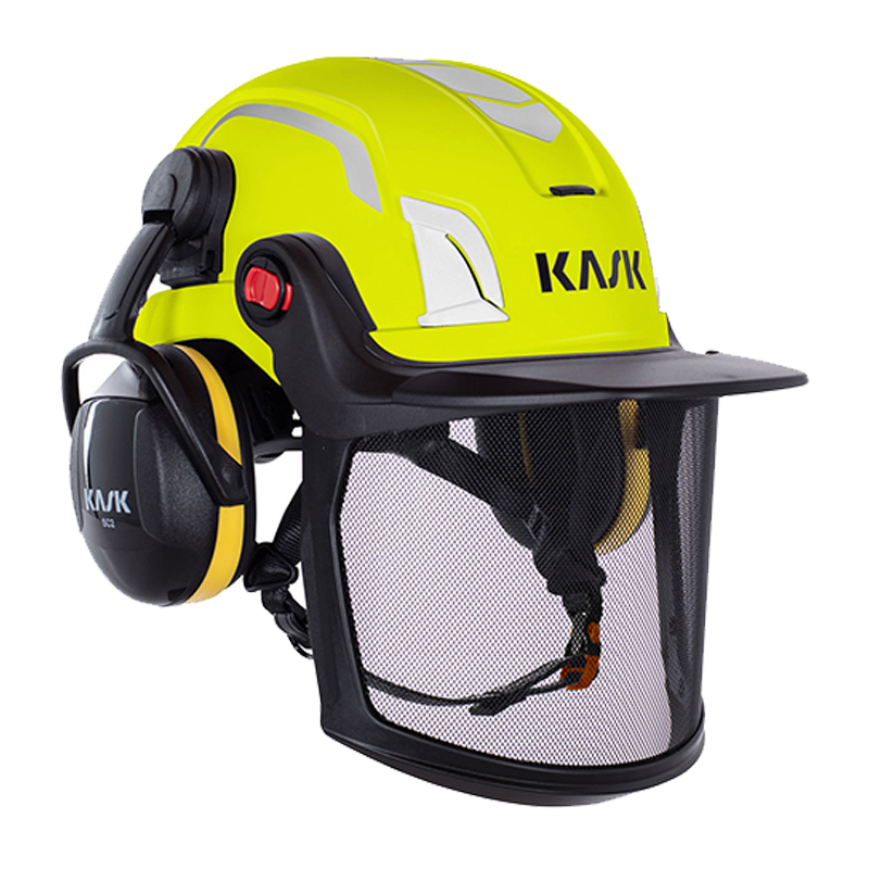 Kask ZENITH-X COMBO Industriehelm EN 397 + EN 50365 in Gelb mit Visier, Gesichtsschutzgitter und Gehörschutz