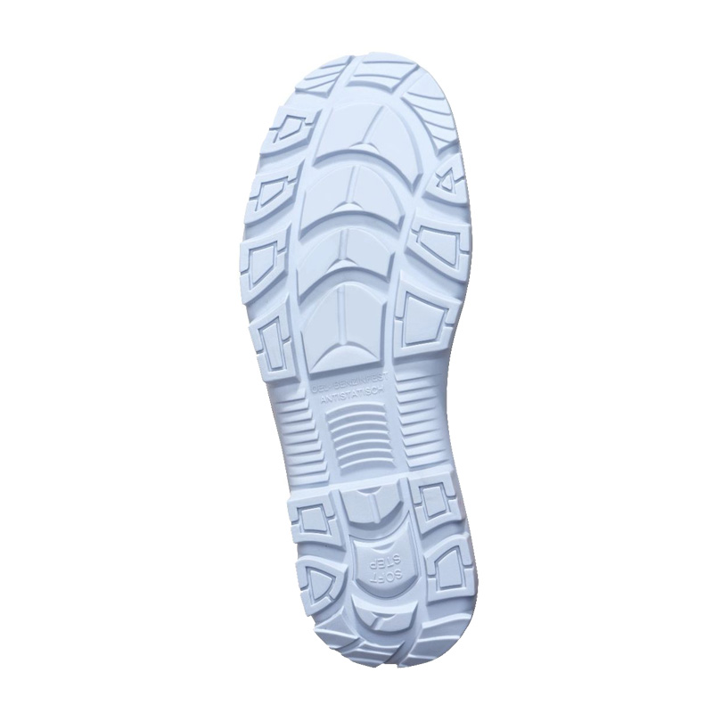 Unteransicht der Profilsohle des SCHÜTZE 1383 ESD S3L Sicherheitsstiefels mit rutschhemmender SOFT-STEP-PRO-Sohle