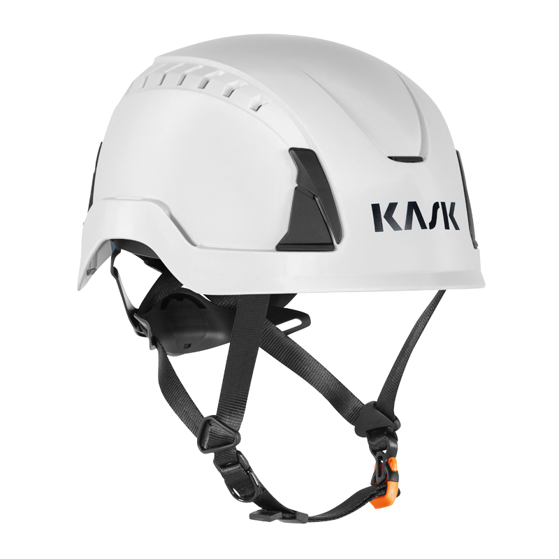 Weißer KASK PRIMERO AIR Industriehelm mit Belüftung und Kinnriemen, Schutzhelm nach EN 397 und EN 50365 für anspruchsvolle Arbeitseinsätze