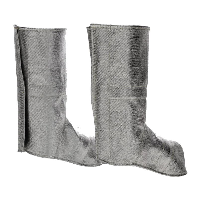 Paar silberne Tempex Hitzeschutz Feder Gamaschen 350 mm bis Größe 43 von HB Protective Wear für Gießerei, Stahlwerk und Aluminium