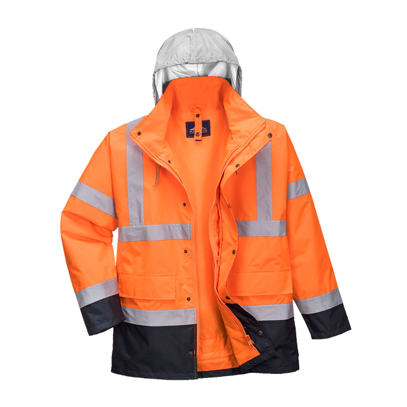 PortWest S471 gefütterte 4 in 1 Kontrast Warnschutz Verkehrsjacke multifunktional