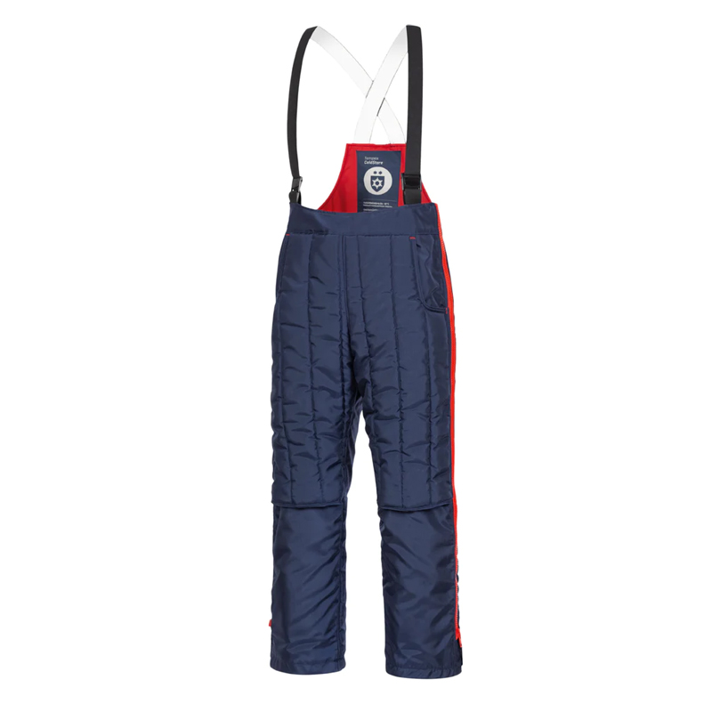 Abgebildet ist die TEMPEX CLASSIC 2.0 Damen Kommissionierer Gefrierhaus Hose von HB Protective Wear, eine gefütterte Damen-Arbeitshose mit Trägern für Kälteschutz bis -49 °C in Gefrierhäusern.