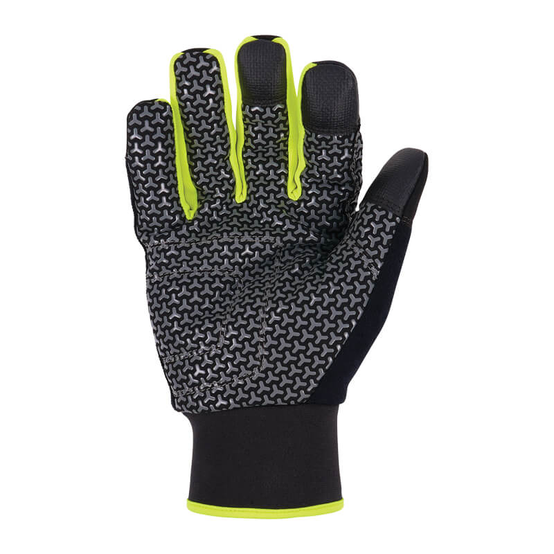 Ergodyne ProFlex 850 Kälteschutz-Handschuh für Kühl- und Gefrierhäuser, schwarze Handfläche mit Silikon-Griffmuster und touchscreenfähigen Fingern