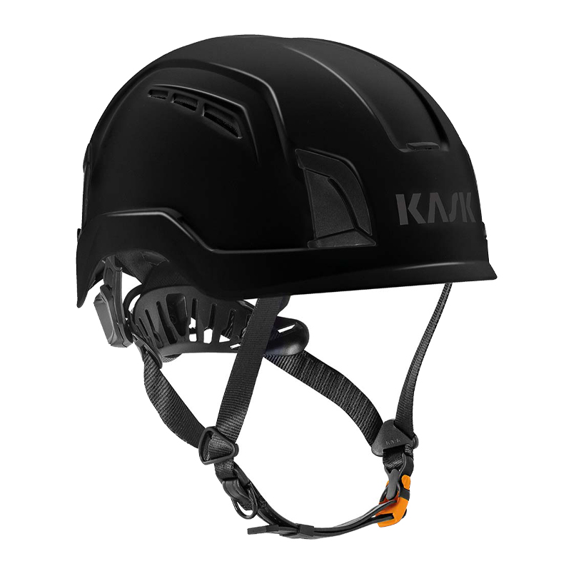 Schwarzer Kask Zenith X MAX AIR Industriehelm mit Belüftung und Kinnriemen, geeignet für große Köpfe bis 66 cm