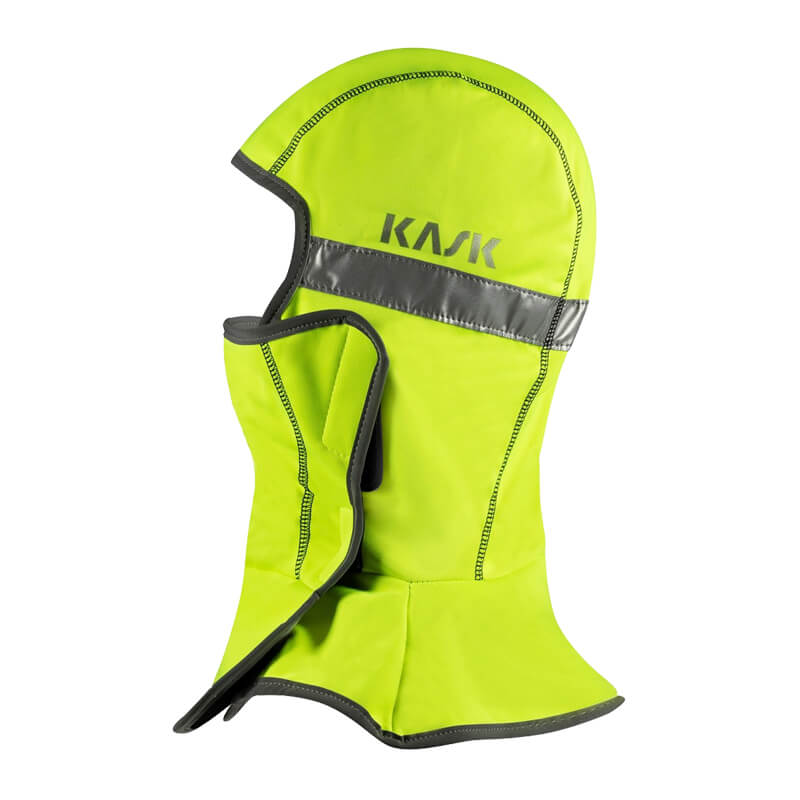 Kask WINTER BALACLAVA, wasserfest und kältebeständig, in Signalgelb mit Reflexstreifen und Gesichtsausschnitt