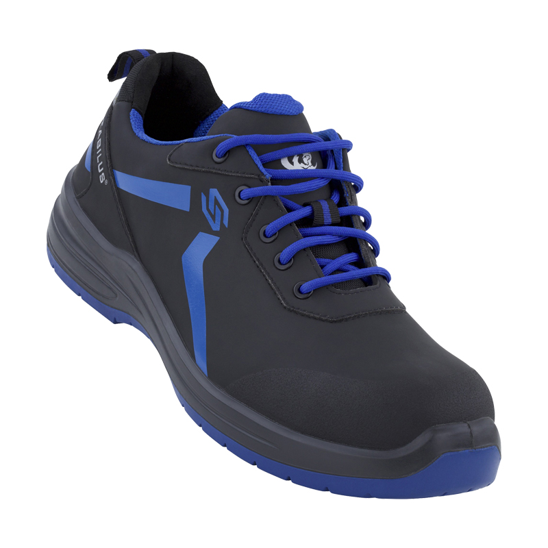 Stabilus Mika Mid Blue ESD S3 Sicherheitsstiefel metallfrei 7335, schwarzer Arbeitsschuh mit blauen Details, atmungsaktivem Futter und sportlichem Design