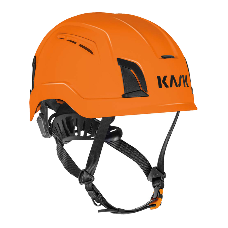 Oranger Kask Zenith X MAX AIR Industriehelm mit Belüftung und Kinnriemen, geeignet für große Köpfe bis 66 cm