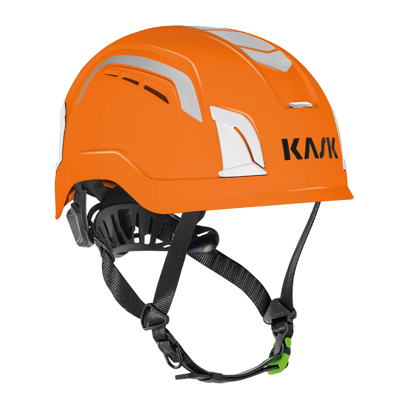 Kask ZENITH-X AIR HI VIZ Industriehelm EN 397, orangefarbener Sicherheitshelm mit Reflexelementen, Belüftung und Kinnriemen