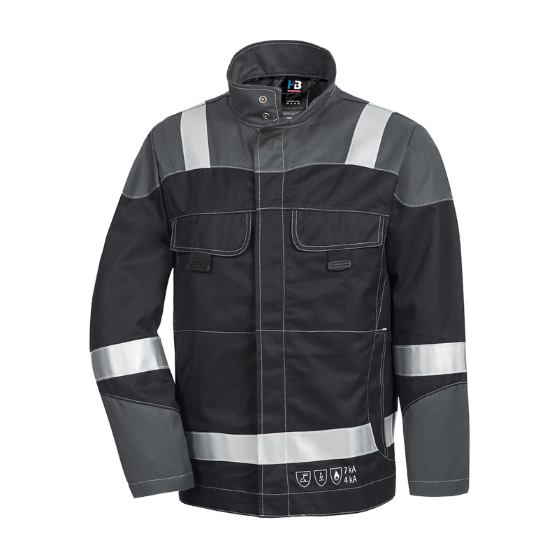 HB Protective Wear HB MODarc mit Reflex MultiNorm Blouson 4 kA + 7 kA, APC2, schwarz-graue Schutzjacke mit Reflexstreifen
