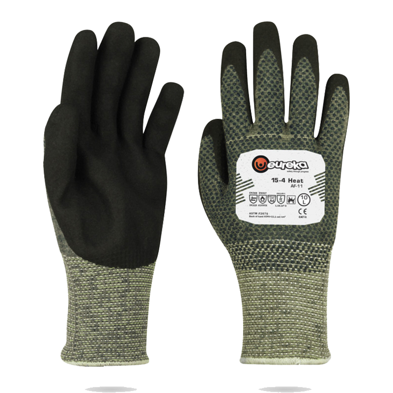 Eureka flammhemmende Handschuhe ARC 11 mit Lichtbogenschutz RG0012, schwarzer Schutzhandschuh als Paar mit beschichteter Handfläche und gestricktem Bund