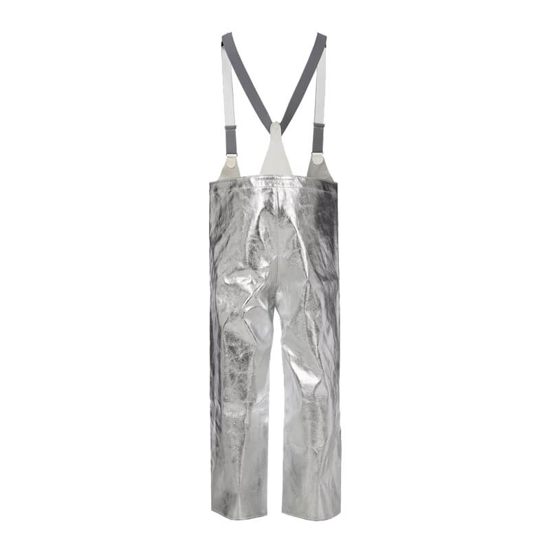 Silberne Tempex Hitzeschutz Hose TREME HEAT CLASSIC (C3) 475g von HB Protective Wear mit Hosenträgern für Gießerei, Schweißerei und Hochtemperaturbereiche