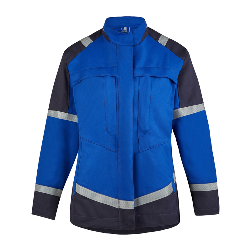 Rofa Multi-Light 2677 MultiNorm Damen Jacke 4 kA + 7 kA | APC2, blaue Arbeitsjacke mit dunklen Einsätzen und Reflexstreifen