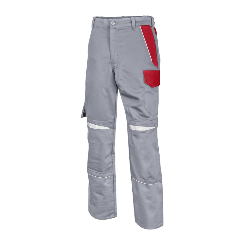 Graue HB ArcSelect MultiNorm Hose 4 kA + 7 kA | APC2 von HB Protective Wear mit roten Taschenakzenten und Reflexstreifen