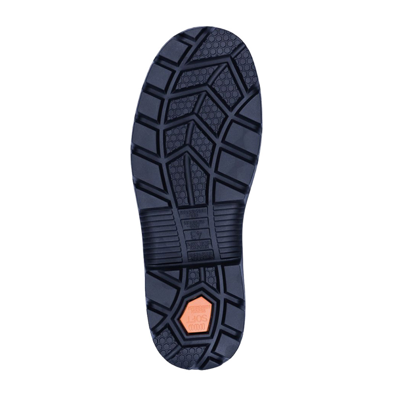 Ansicht der profilieren Laufsohle des Schütze 8513 S3 Winter Sicherheitsstiefels mit rutschhemmender DUO-SOFT-AKTIV-Sohle für sicheren Halt bei Kälte und Nässe
