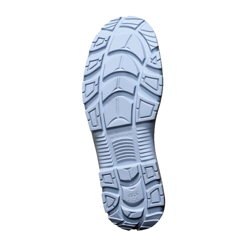 Ansicht der Laufsohle des SCHÜTZE 6483 ESD S3 Sicherheitsstiefels mit profilierter SOFT-STEP-PRO-Sohle, rutschhemmendem Profil und robustem Aufbau für sicheren Halt im Arbeitsalltag