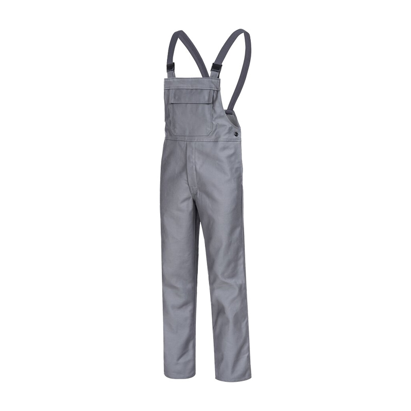 Graue HB Secan Securo 420 Schweißer-Latzhose Klasse 2 von HB Protective Wear mit Brustlatz und Trägern, für Schutz bei anspruchsvollen Schweißarbeiten