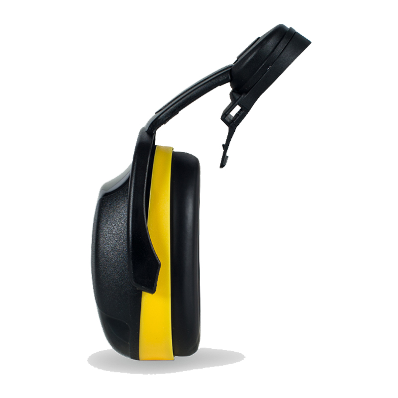 Seitenansicht des KASK SC2 Gehörschutzes für EU Slot 30 mm, gelb-schwarzer Kapselgehörschutz mit 29 dB (A) Dämmung für KASK-Helme bei mittleren bis hohen Lärmbelastungen