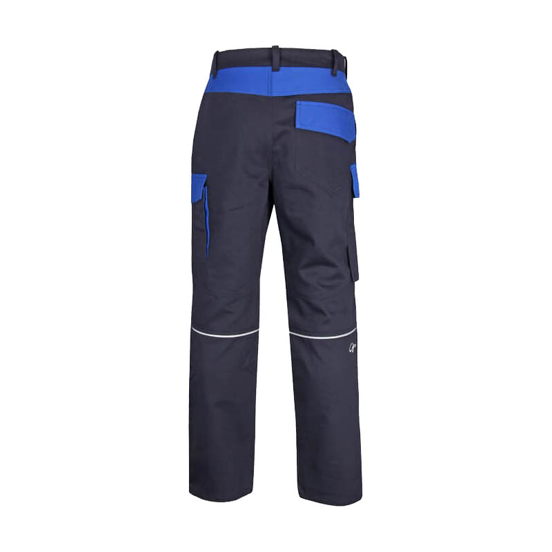Rückansicht der HB ArcSelect MultiNorm Hose 4 kA | APC1 von HB Protective Wear in Marineblau mit blauen Kontrasten und Taschen