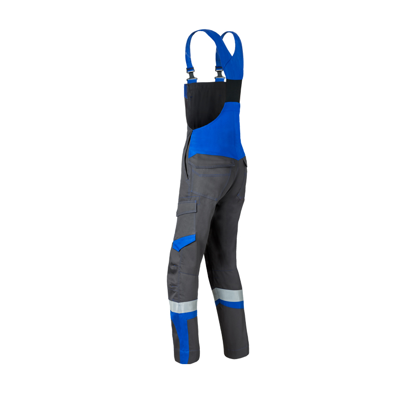 HaVeP 5Safety Image+ 20288 MultiNorm Latzhose | APC1, graublau, Rückansicht mit Trägern und Reflexstreifen
