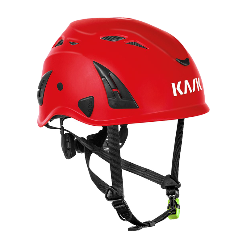 Roter Kask KASK SUPERPLASMA PL Kletterhelm EN 12492 mit Belüftungsöffnungen und Kinnriemen, Seitenansicht