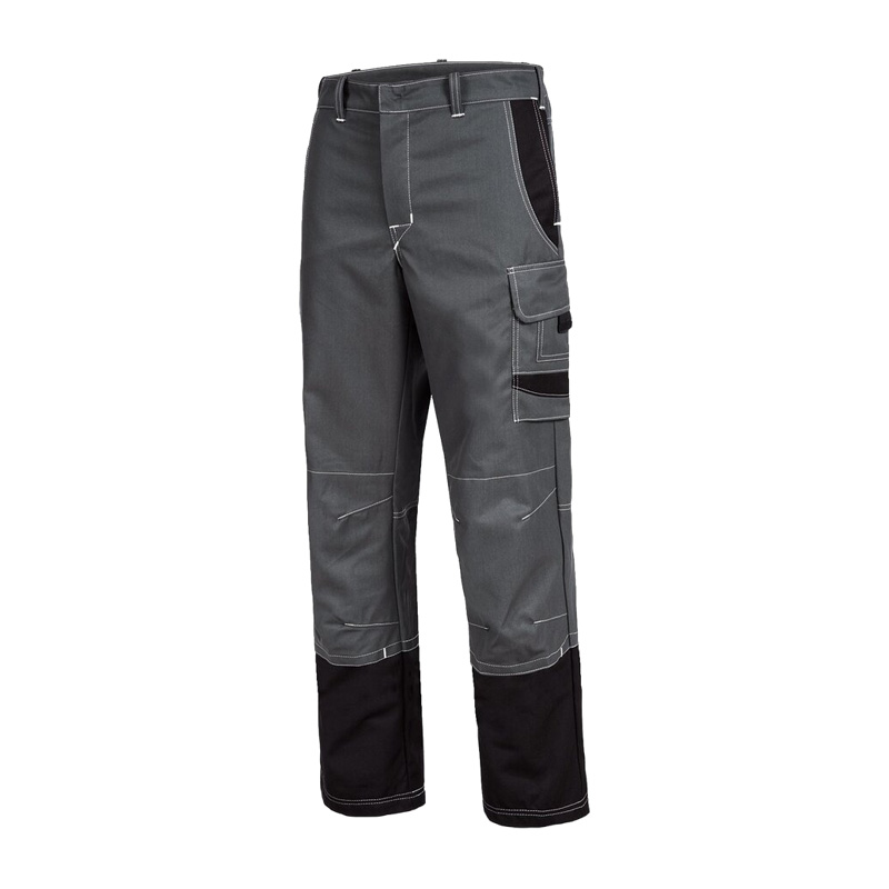 HB Protective Wear MODarc MultiNorm Hose 4 kA + 7 kA | APC2, graue Schutz-Arbeitshose mit schwarzen Verstärkungen und Seitentaschen