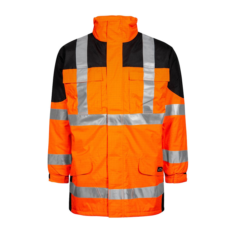 Lyngsøe FR-LR11411 flammhemmende Hi Vis Warnschutz Regenjacke gefüttert
