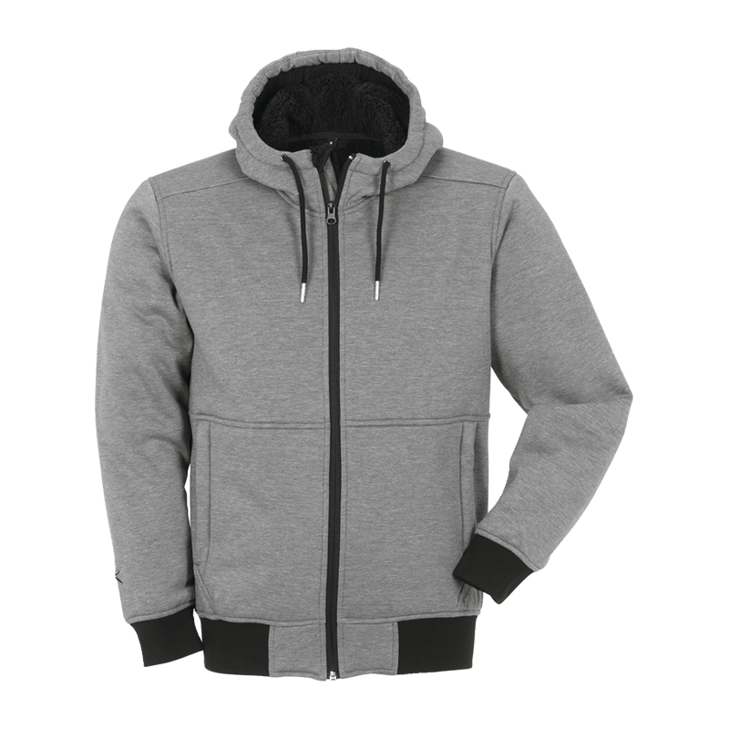 Planam Iceland Hoodie mit Teddyfutter innen in Grau, warmer Kapuzenhoodie mit Reißverschluss und weichem Innenfutter