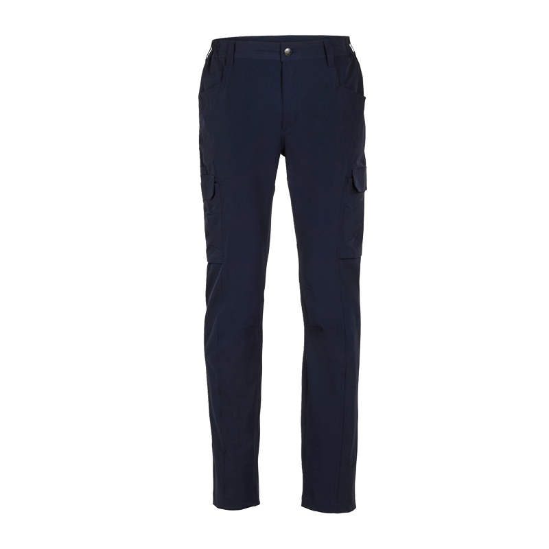 Planam Herren Stretchy Hose mit 4-Wege-Stretch in Dunkelblau, lange Arbeitshose mit Cargotaschen in Frontansicht