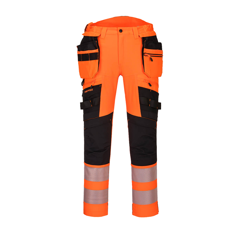 PortWest DX442 Warnschutz Stretch Hose mit abnehmbaren Holstertaschen