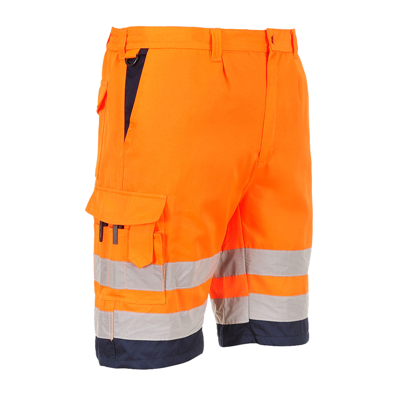 PortWest E043 Warnschutz Kontrast Shorts mit 10 Taschen