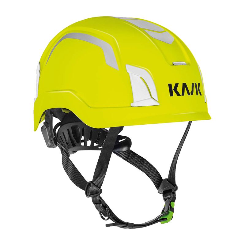 Kask Zenith X MAX HI VIZ Industriehelm für große Köpfe bis 66 cm, leuchtend gelb mit reflektierenden Details und Kinnriemen