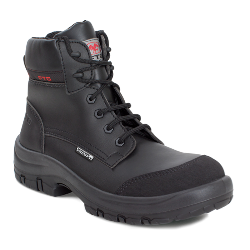 FTG Eolo S3 Sicherheitsstiefel, schwarzer hoher Arbeitsschuh aus Kunstleder, chemikalienfest, wasserabweisend und mit CI Kälteschutz