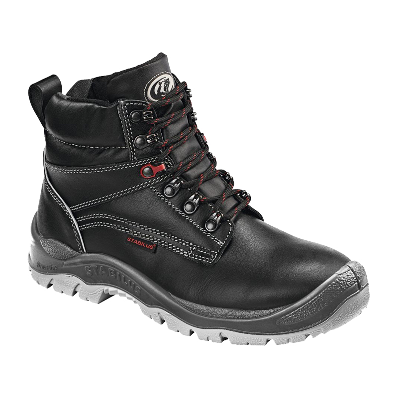 Stabilus Bert Mid S2 Sicherheitsstiefel 2517 in Schwarz, robuster Arbeitsstiefel mit rutschsicherer Profilsohle für den industriellen Außenbereich