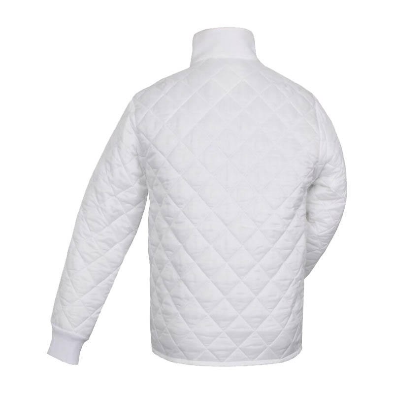 Rückansicht der weißen TEMPEX THERMO HYGIENE Jacke von HB Protective Wear, gesteppte Thermojacke für hygienische Lebensmittel- und Pharmabereiche sowie Kühlzonen