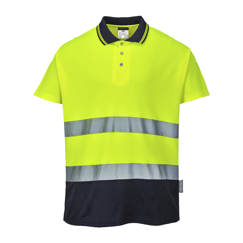 PortWest S174 Warnschutz Polo Shirt kontrast Cotton Comfort Klasse 2