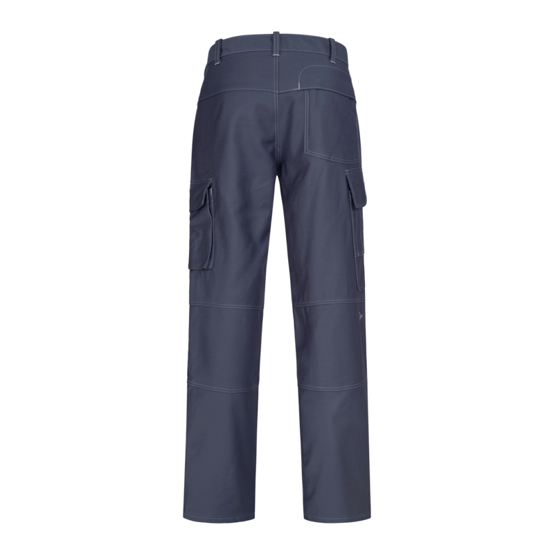 Rückansicht der HB 4arc MultiNorm Hose 4 kA + 7 kA APC2 von HB Protective Wear in Dunkelblau mit Gesäß- und Seitentaschen