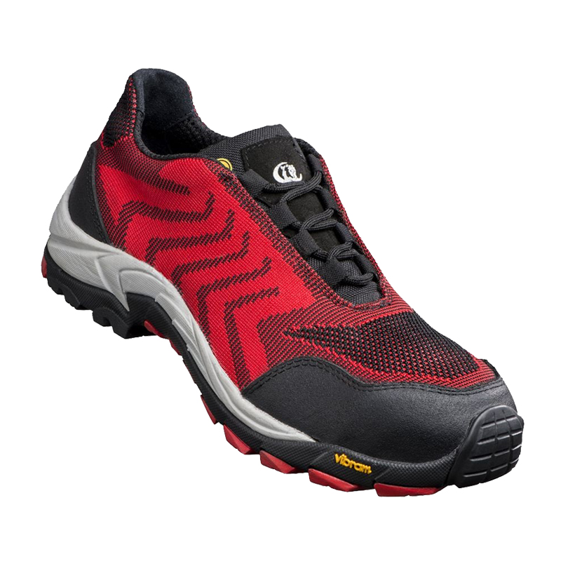 Stabilus Flash Red ESD S1 Sicherheitsschuh Sneaker in Rot-Schwarz, sportlicher Arbeitsschuh mit ESD-Kennzeichnung und robuster Sohle