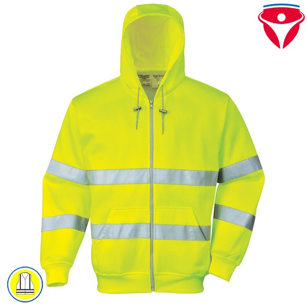 PortWest B305 Warnschutz Kapuzen Sweatjacke