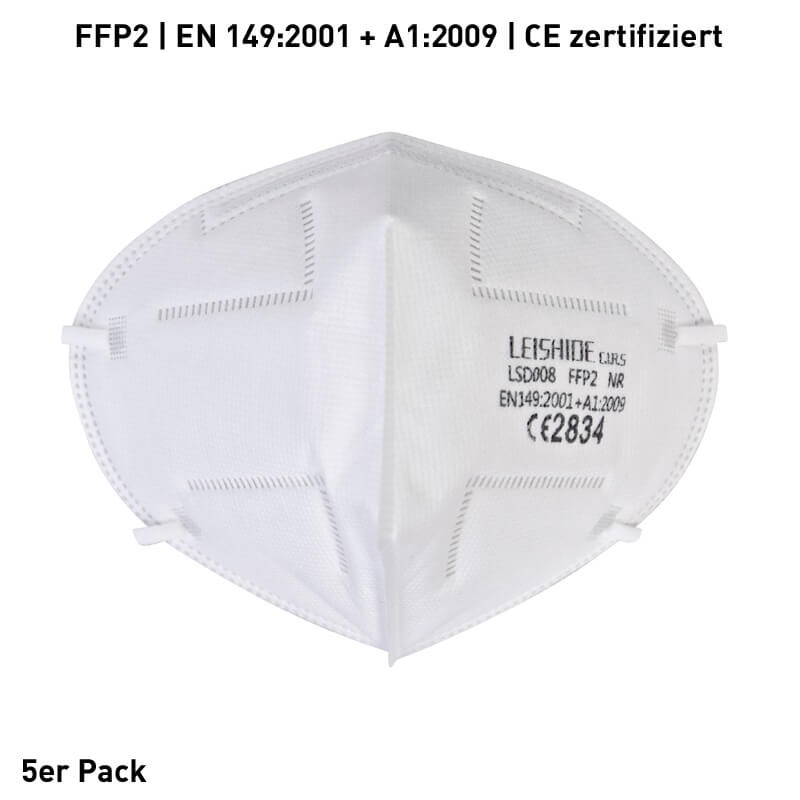 FFP2 Atemschutz Maske EN 149:2001 + A1:2009 + CE zertifiziert | 5er Pack