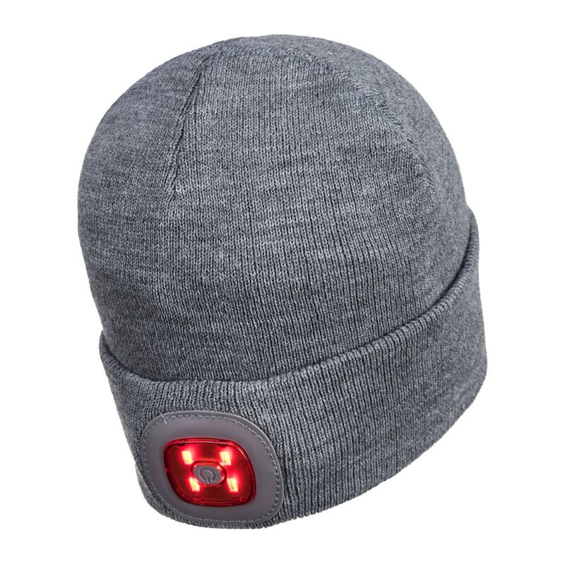 PortWest B028 Beanie mit 2 LED vorne und hinten aufladbar